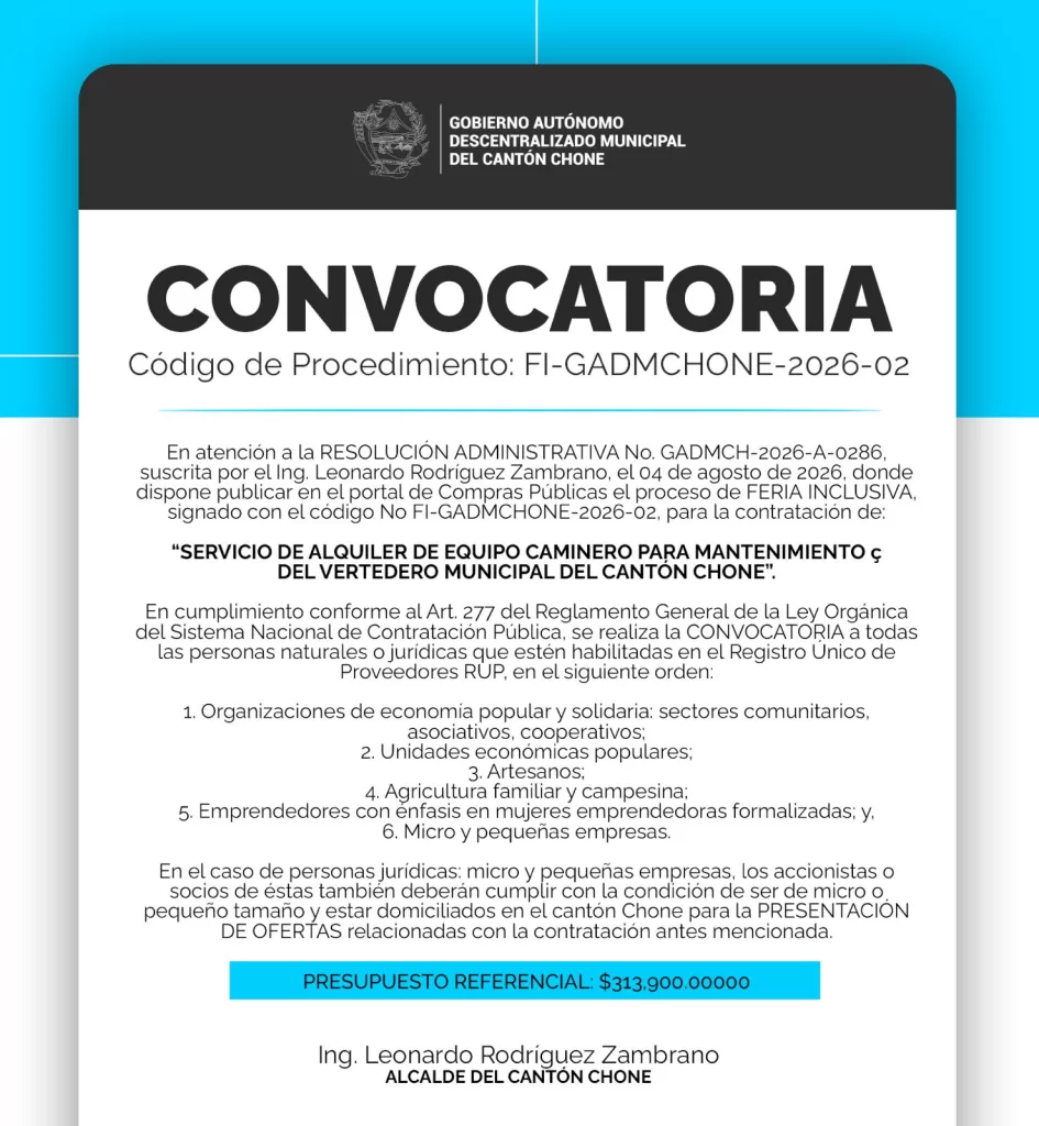 FI-GADMCHONE-2026-02 Convocatoria